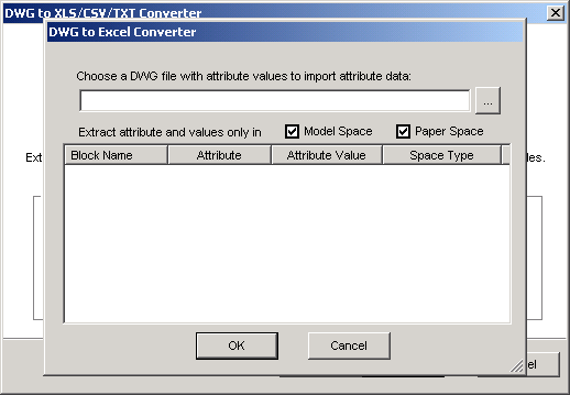 ACAD DWG to XLS Converter Screenshot